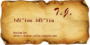Tálos Júlia névjegykártya