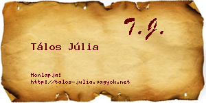 Tálos Júlia névjegykártya